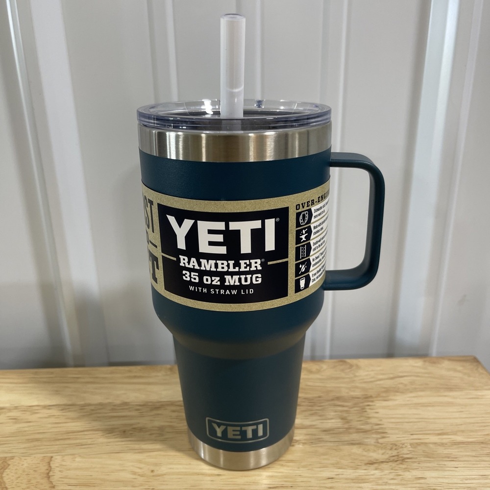YETI Rambler 35oz Insulated Mug w/ Straw Lid Agave Teal Cup Rare Color